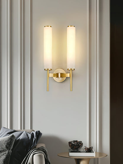 Perch Disc Brass Alabaster LED Wall Sconce