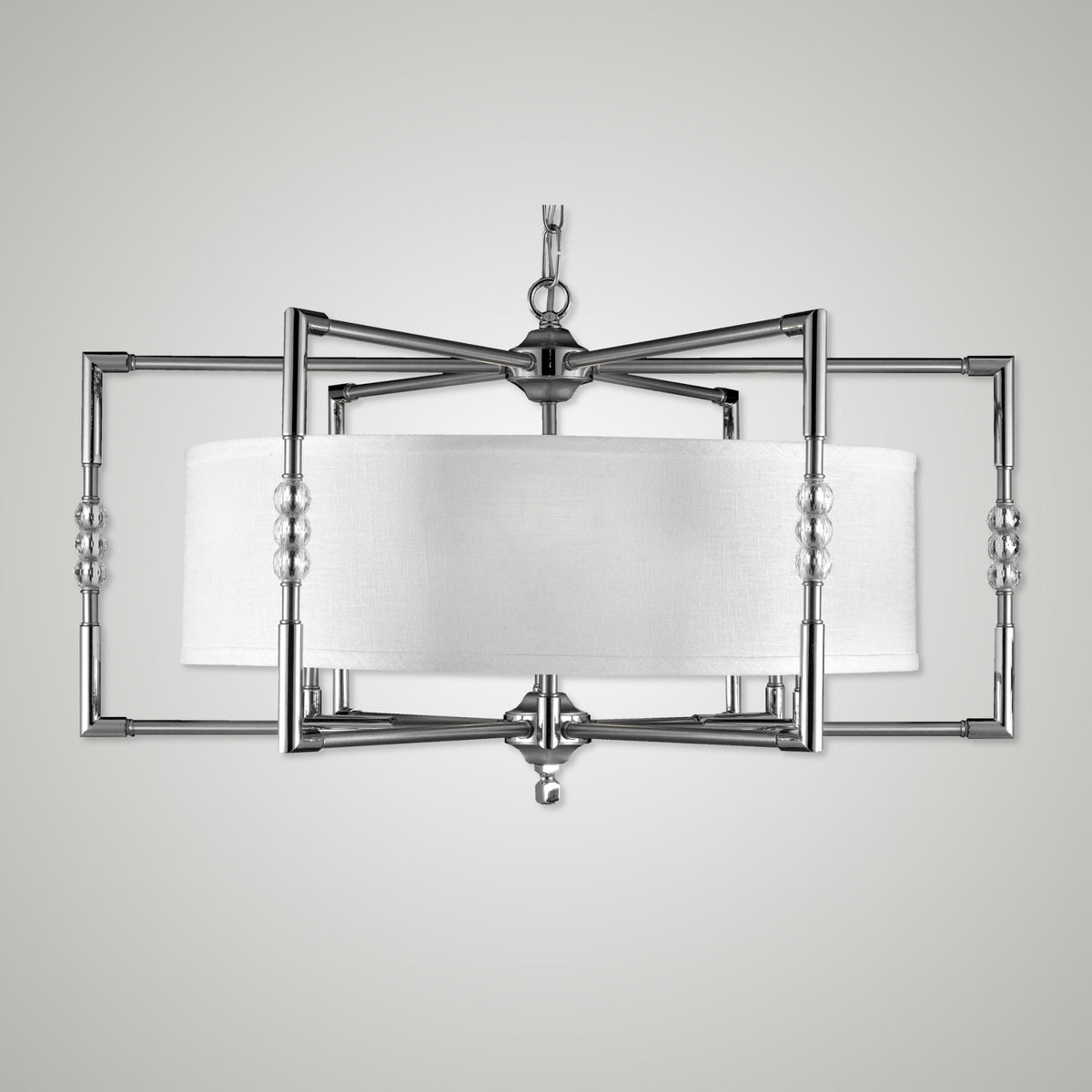 Pewter Linen Crystal Chandelier