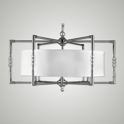 Pewter Linen Crystal Chandelier