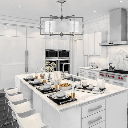 Pewter Linen Crystal Chandelier