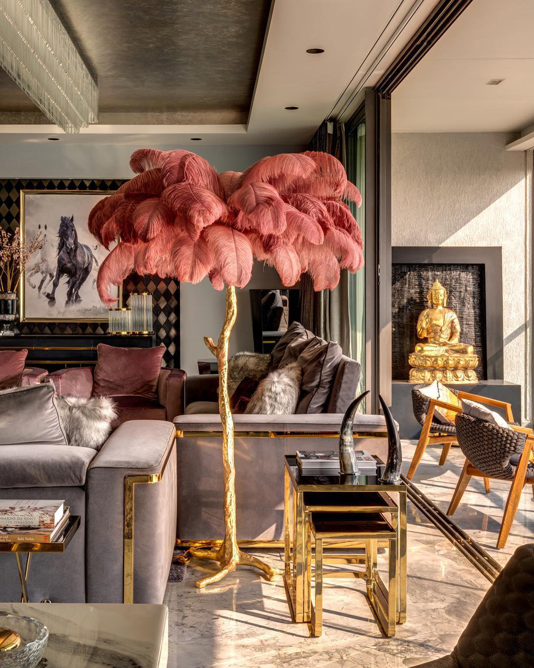 Plumara Polished Brass Feather Floor Lamp