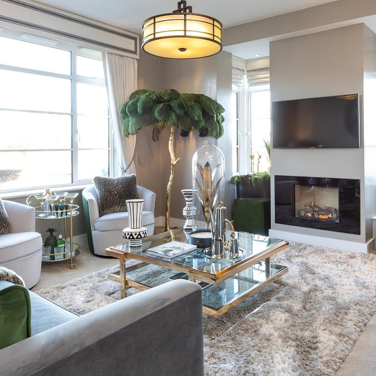 Plumara Polished Brass Feather Floor Lamp