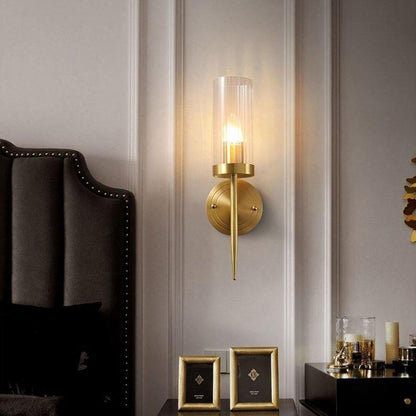 Polished Stem Brass Clear Glass Wall Sconce