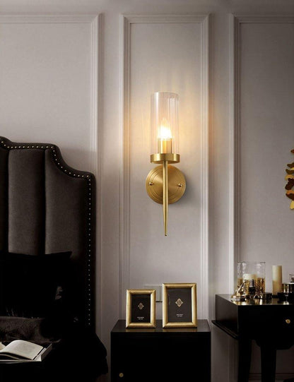 Polished Stem Brass Clear Glass Wall Sconce