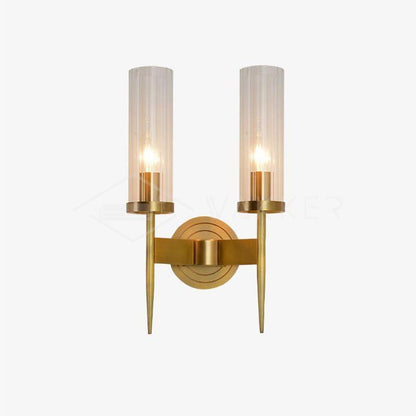 Polished Stem Brass Clear Glass Wall Sconce