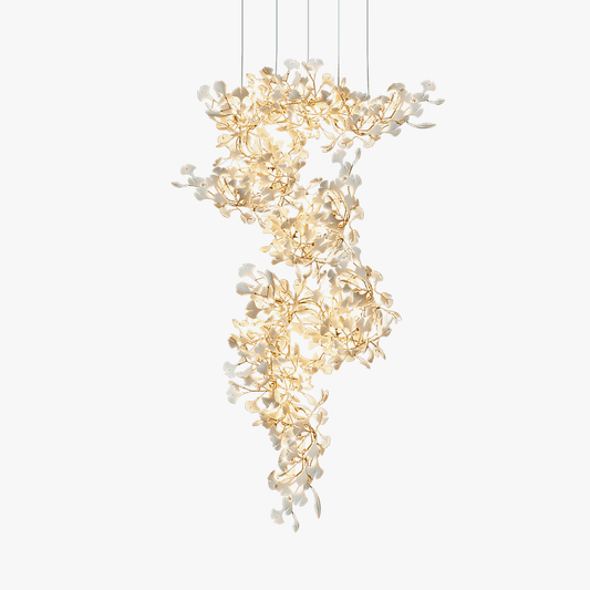 Porcelain Arbor Gold Tall Chandelier