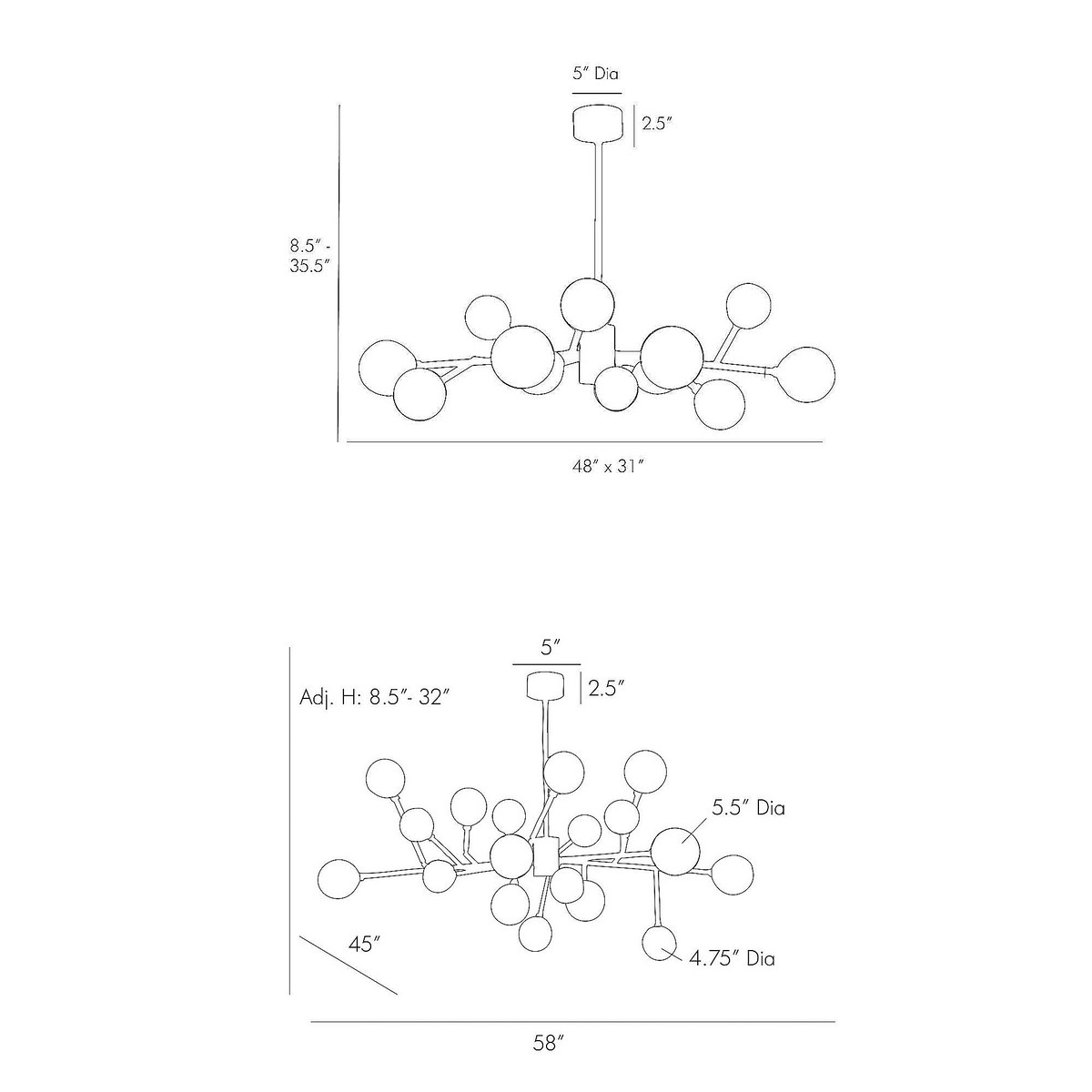 Prism Array Nickel Chandelier