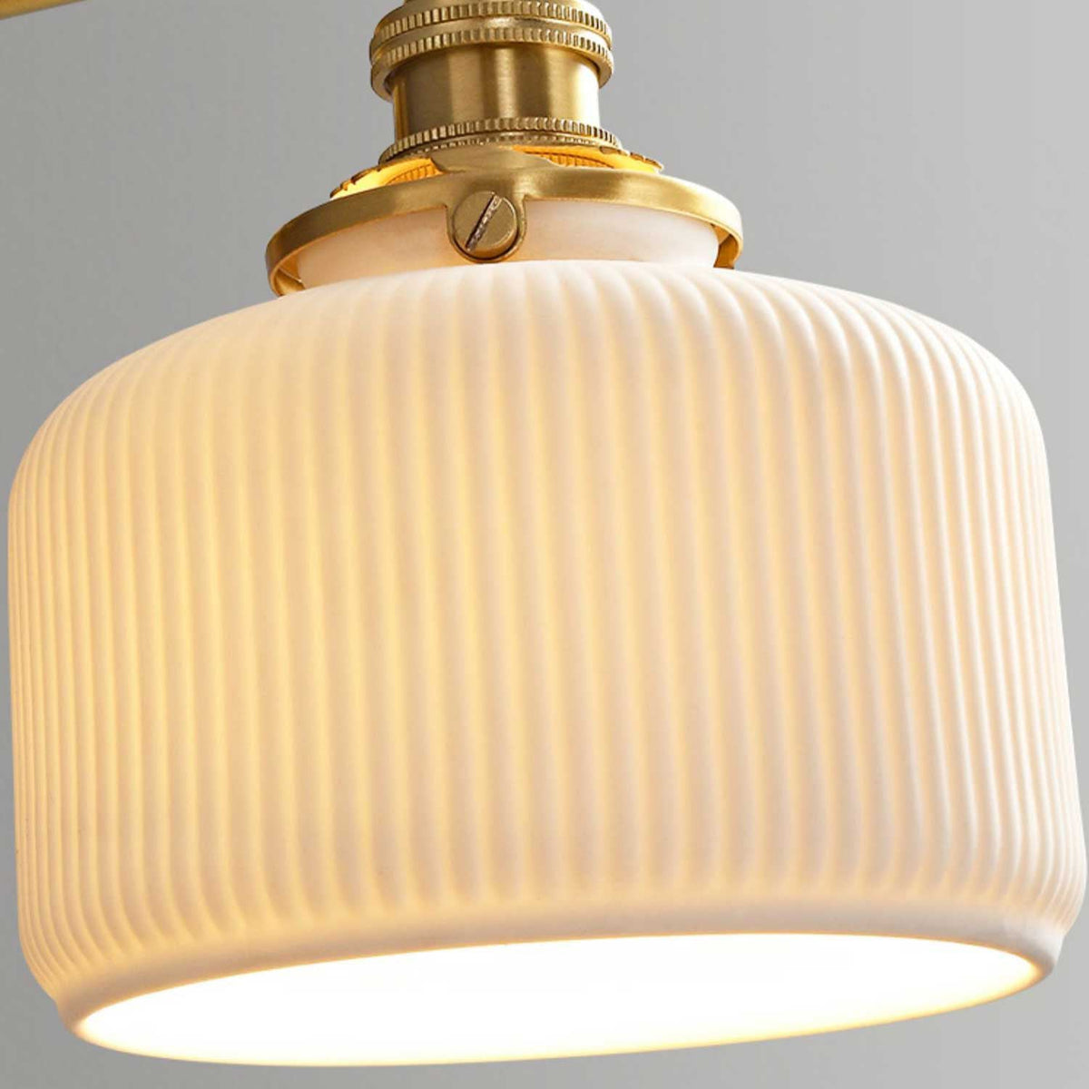 Pullchain Geometry Gold Walnut Ceramic Wall Lamp