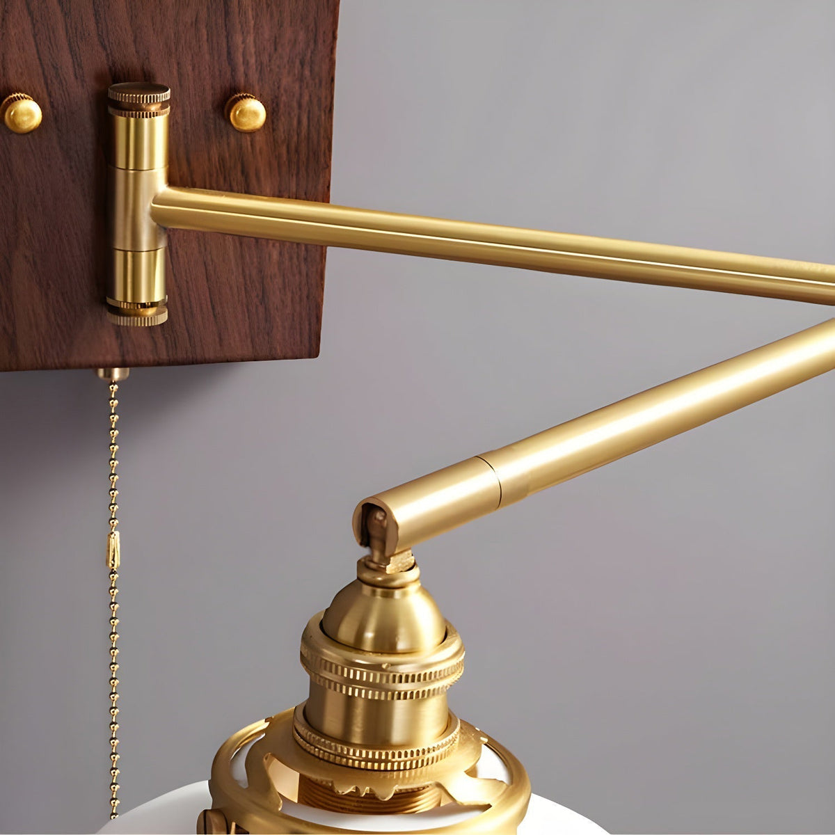Pullchain Geometry Gold Walnut Ceramic Wall Lamp