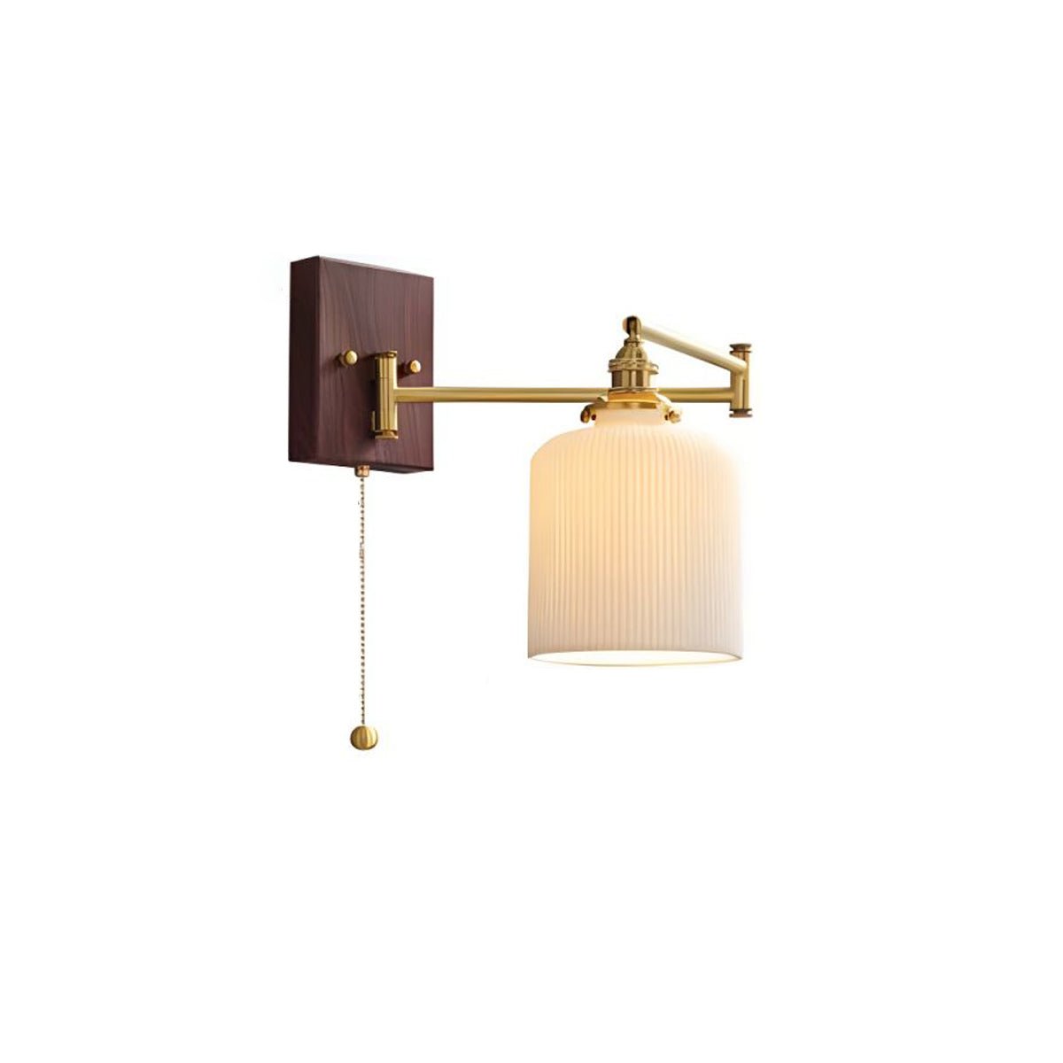 Pullchain Geometry Gold Walnut Ceramic Wall Lamp
