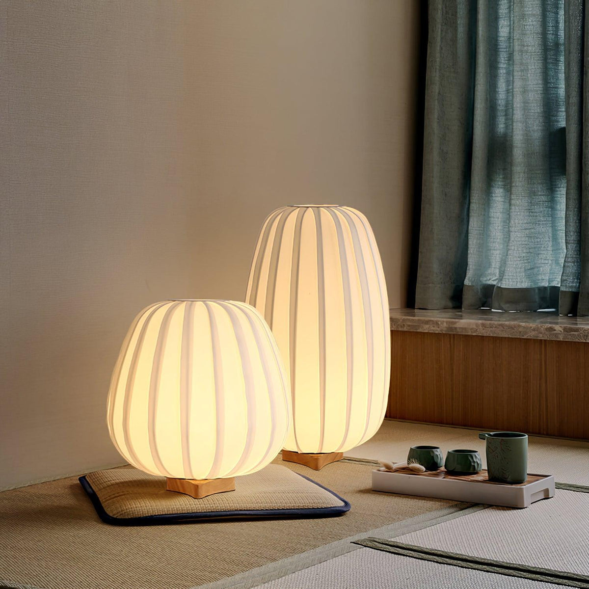 Quiet Loom Wood Fabric LED Table Lamp