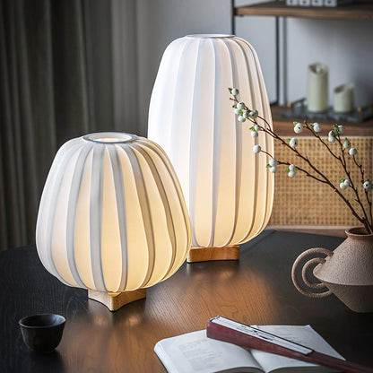 Quiet Loom Wood Fabric LED Table Lamp