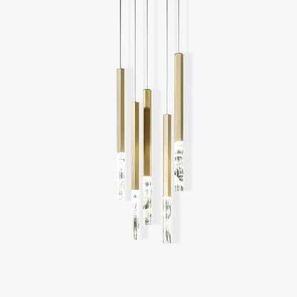 Quill Column Gold Black Multi-Light Suspension