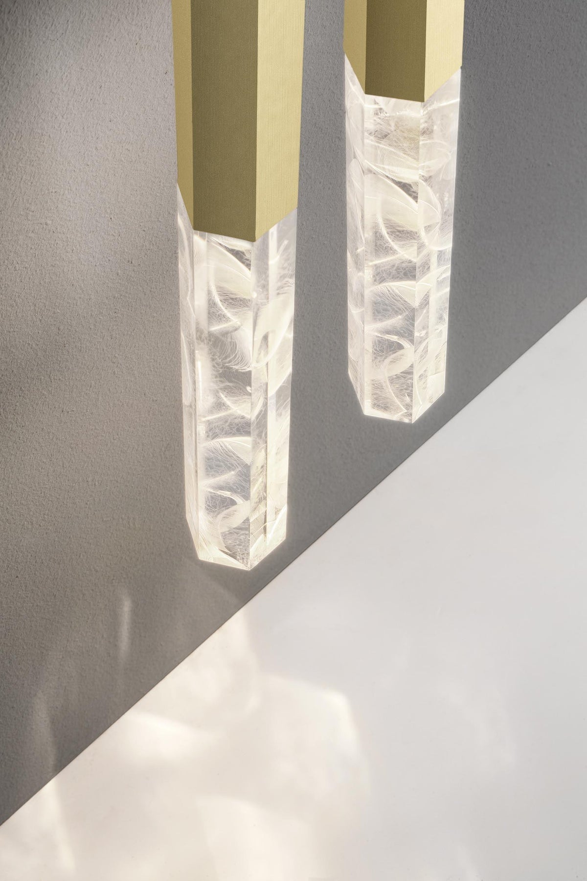 Quill Column Gold Black Multi-Light Suspension