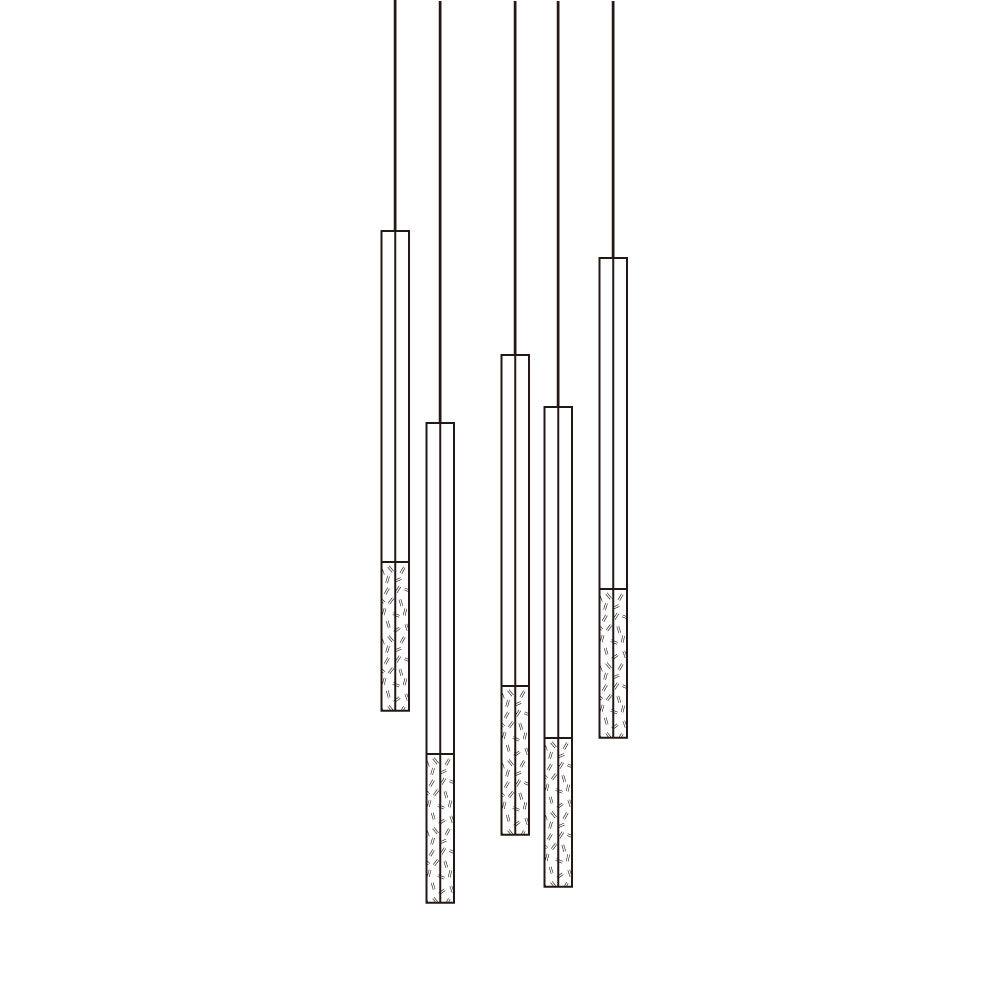 Quill Column Gold Black Multi-Light Suspension