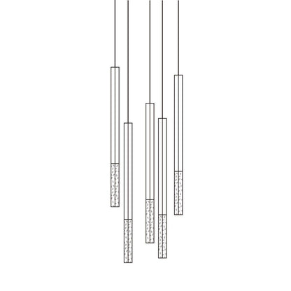 Quill Column Gold Black Multi-Light Suspension