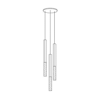 Quill Column Gold Black Multi-Light Suspension