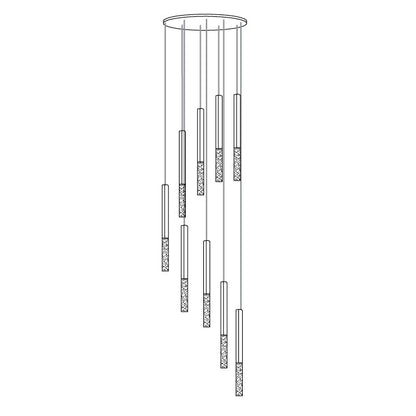 Quill Column Gold Black Multi-Light Suspension