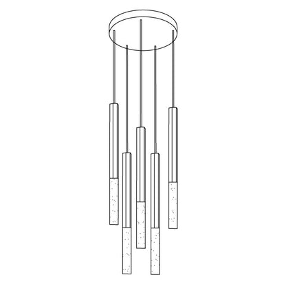 Quill Column Gold Black Multi-Light Suspension
