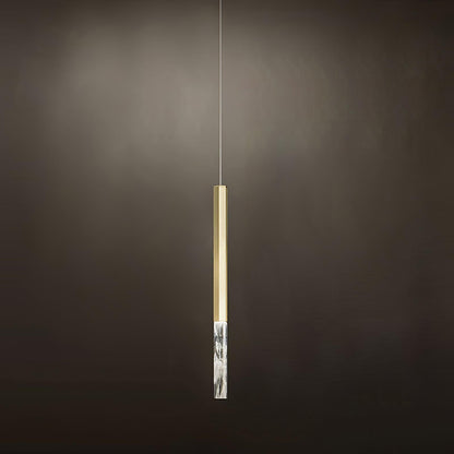 Quill Column Gold Black Multi-Light Suspension