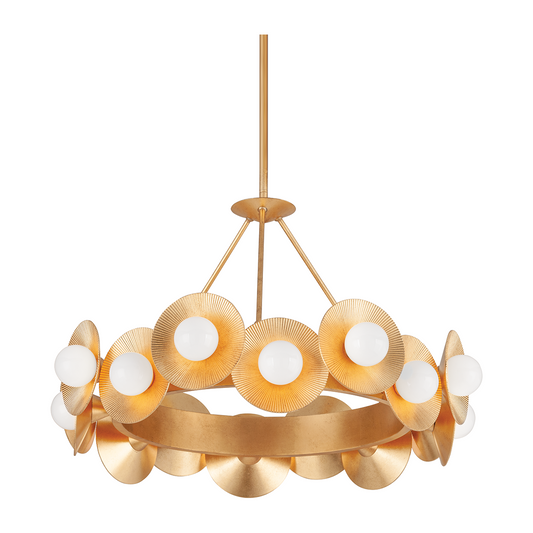 Radial Opal Vintage Gold Leaf Chandelier