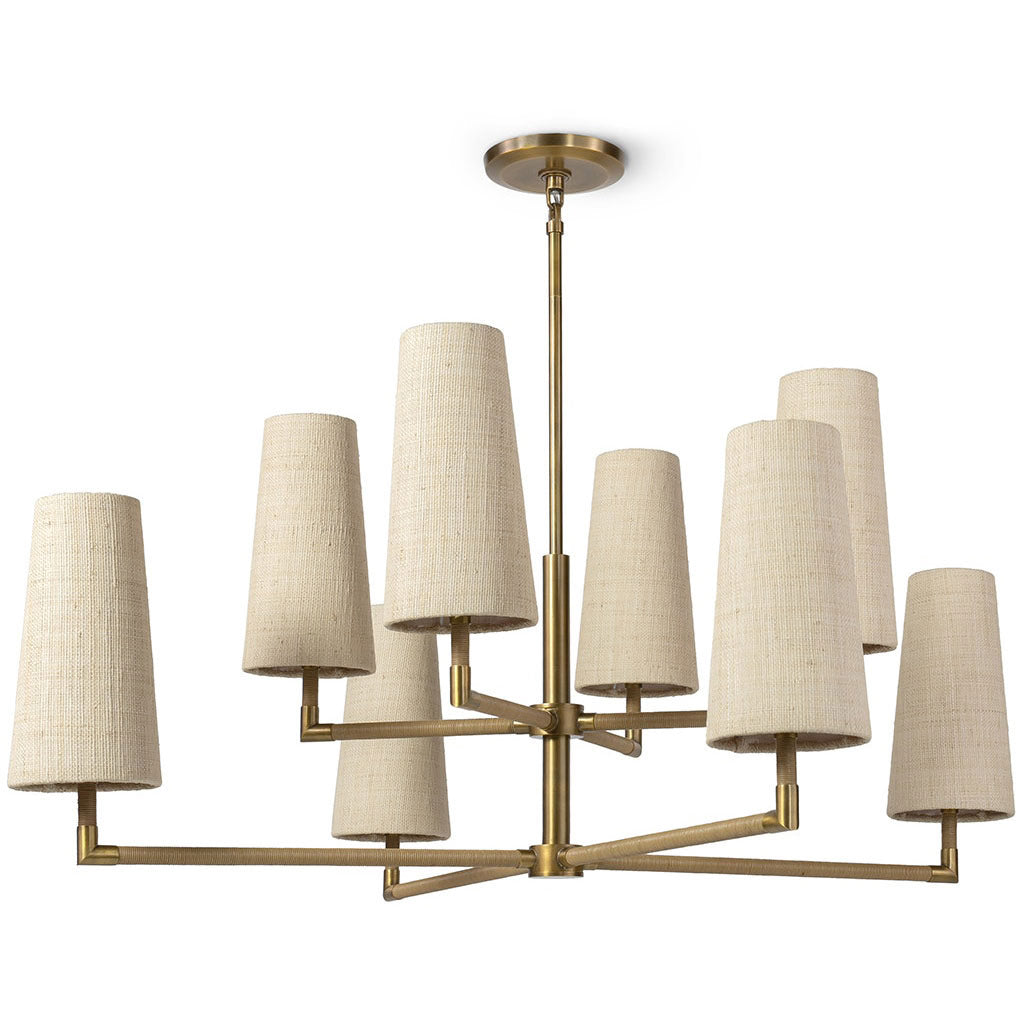 Raffia Crest Brass Chandelier