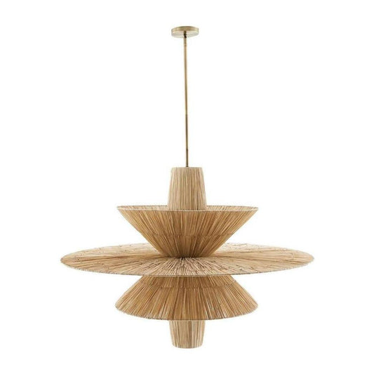 Raffia Lantern Antique Brass Tiered Chandelier