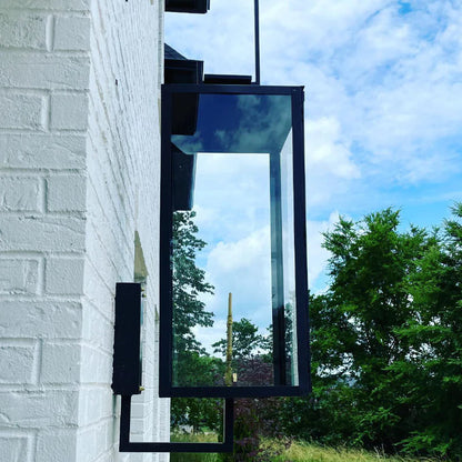 Rectilinear Black Clear Glass Wall Lamp