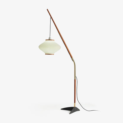 Reedframe Brass Wood Floor Lamp