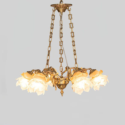 Putti Statuettes Brass Suspension 6 heads Φ 23.6″ x H 39.4″ / Dia 60cm x H 100cm / Brass Chandelier