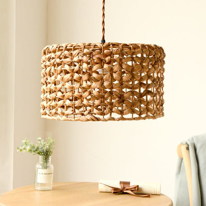 Retro Bamboo Rattan Dining Pendant Light / Yellow