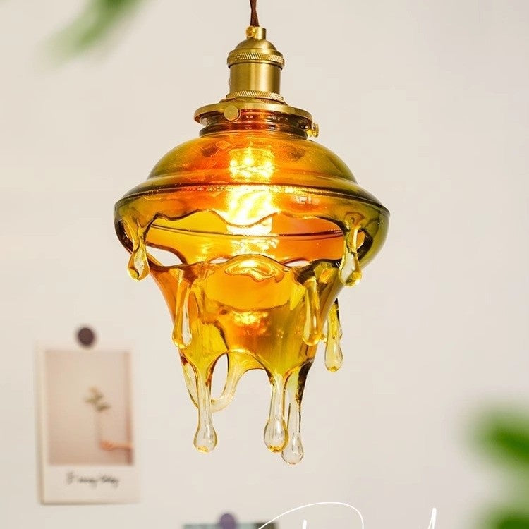 Retro Melting Candle Water Drop Glass Chandelier