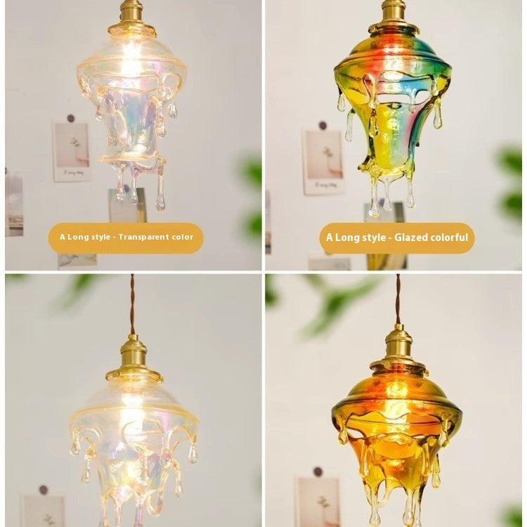 Retro Melting Candle Water Drop Glass Chandelier