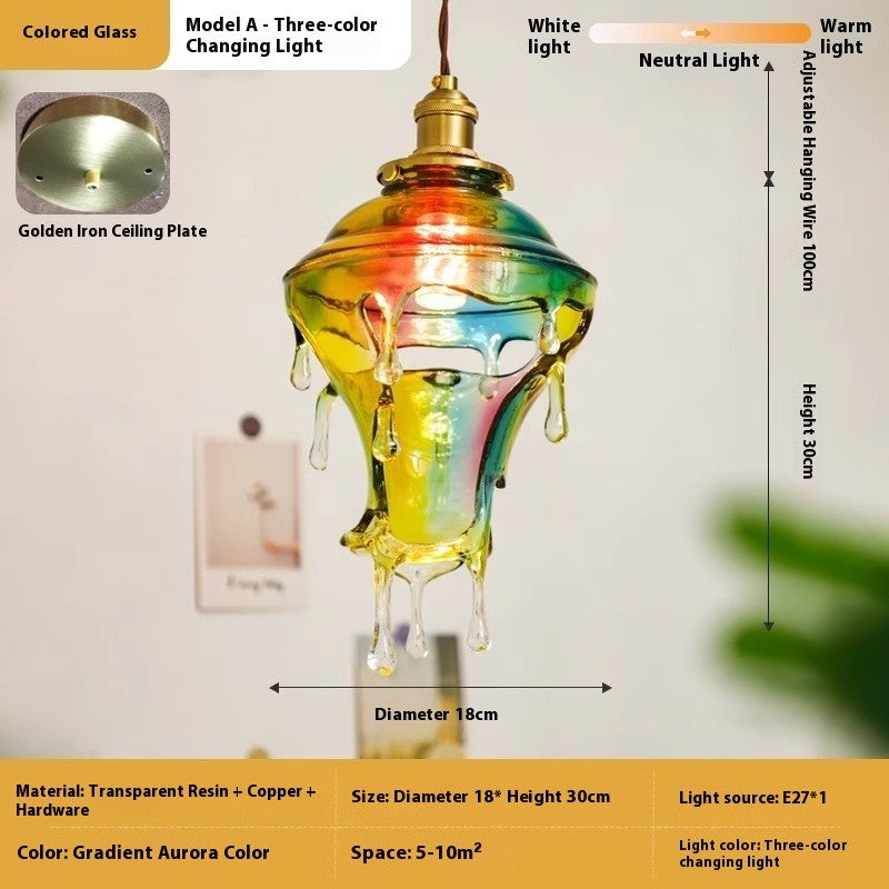 Retro Melting Candle Water Drop Glass Chandelier