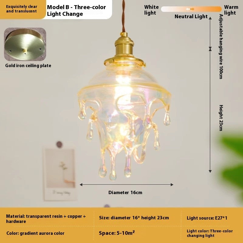 Retro Melting Candle Water Drop Glass Chandelier