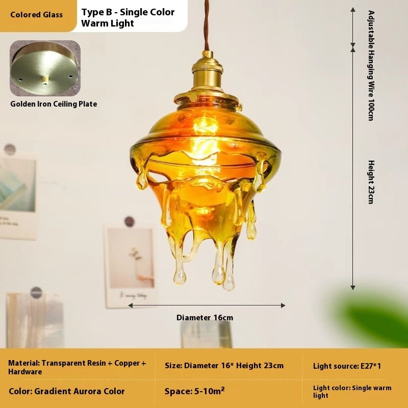 Retro Melting Candle Water Drop Glass Chandelier