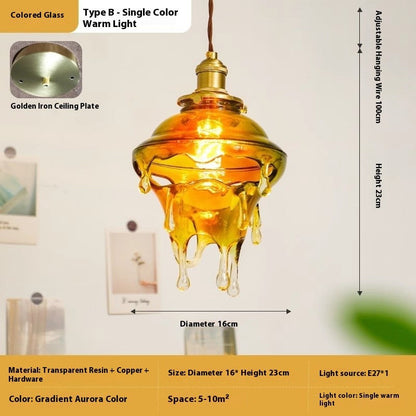 Retro Melting Candle Water Drop Glass Chandelier
