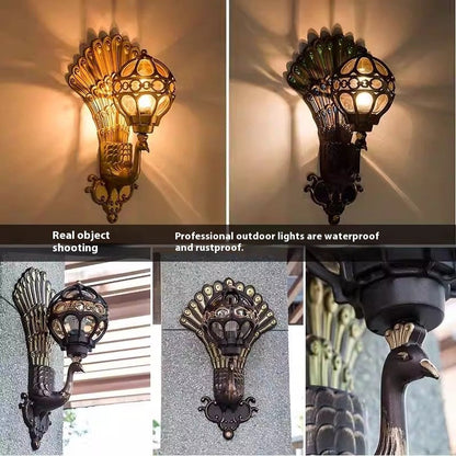 Retro Peacock Outdoor Wall Lamp
