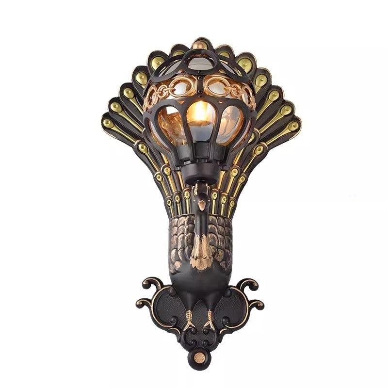 Retro Peacock Outdoor Wall Lamp