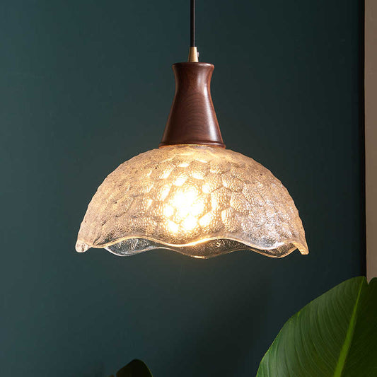 Retro Wood and Glass Dining Chandelier / Size 27*25cm / Warm light