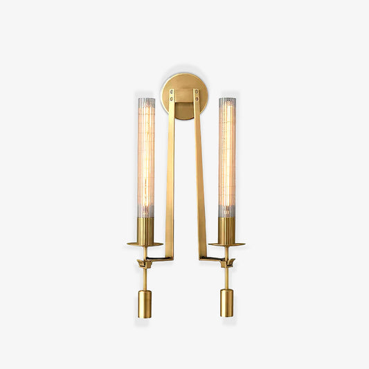 Ribbed Brass Cylinder Wall Lamp