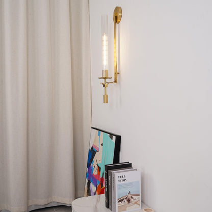 Ribbed Brass Cylinder Wall Lamp