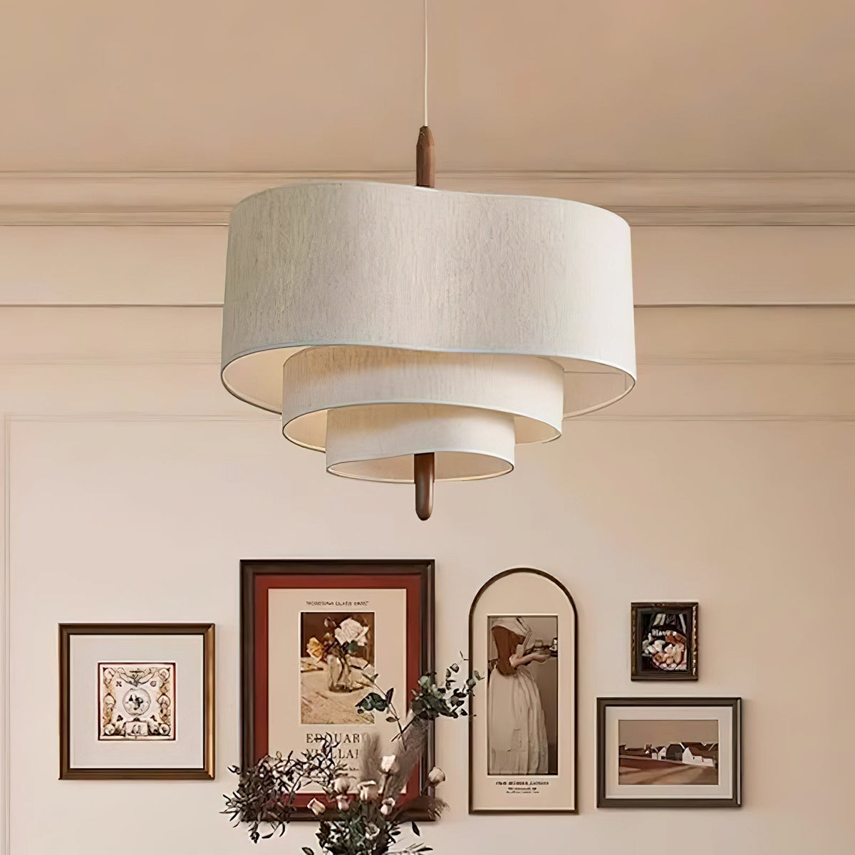 Rippleframe Walnut Linen Pendant