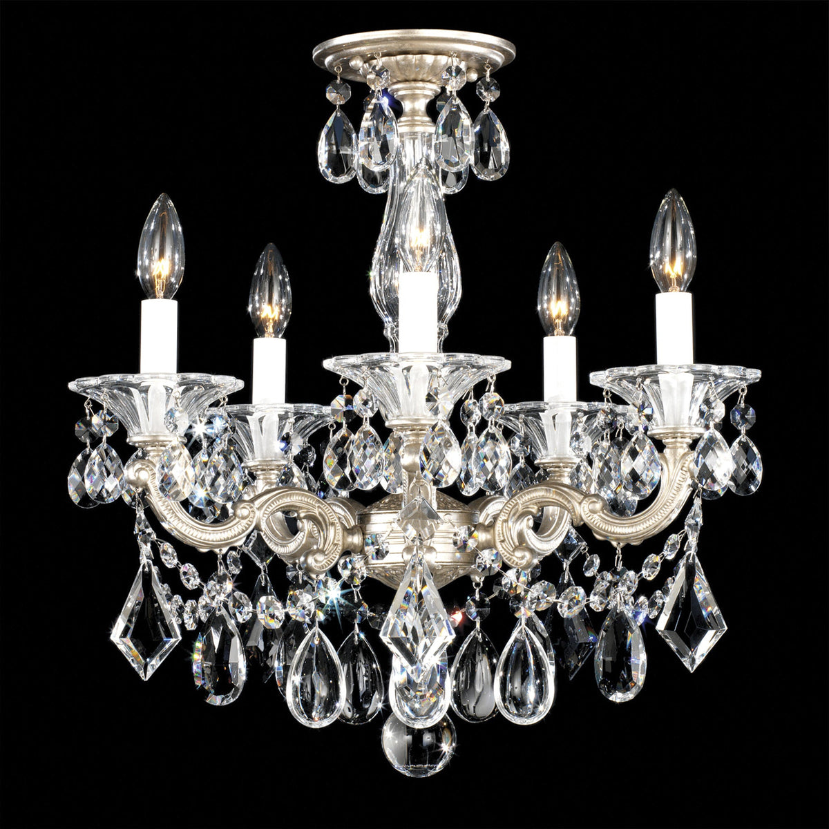 Rococo Floral Garland Crystal Semi-Flush Light