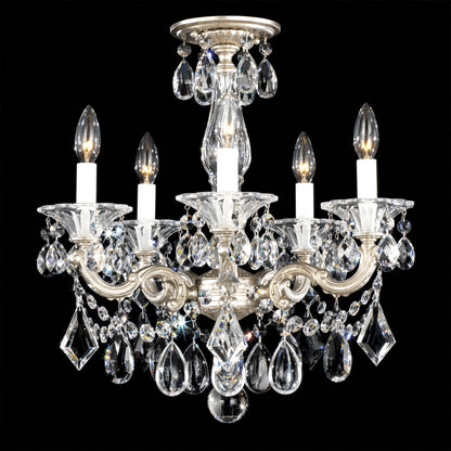Rococo Floral Garland Crystal Semi-Flush Light
