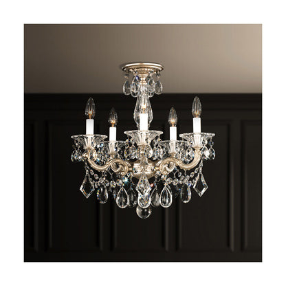 Rococo Floral Garland Crystal Semi-Flush Light