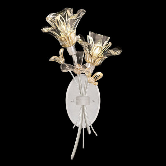 Romantic Floral Gold White Crystal Wall Sconce
