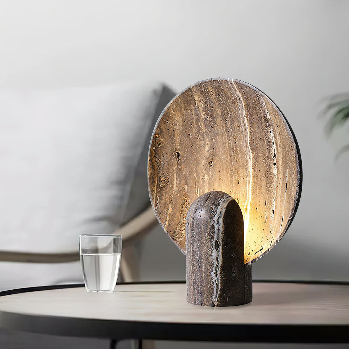 Rondure Brown Travertine Table Lamp
