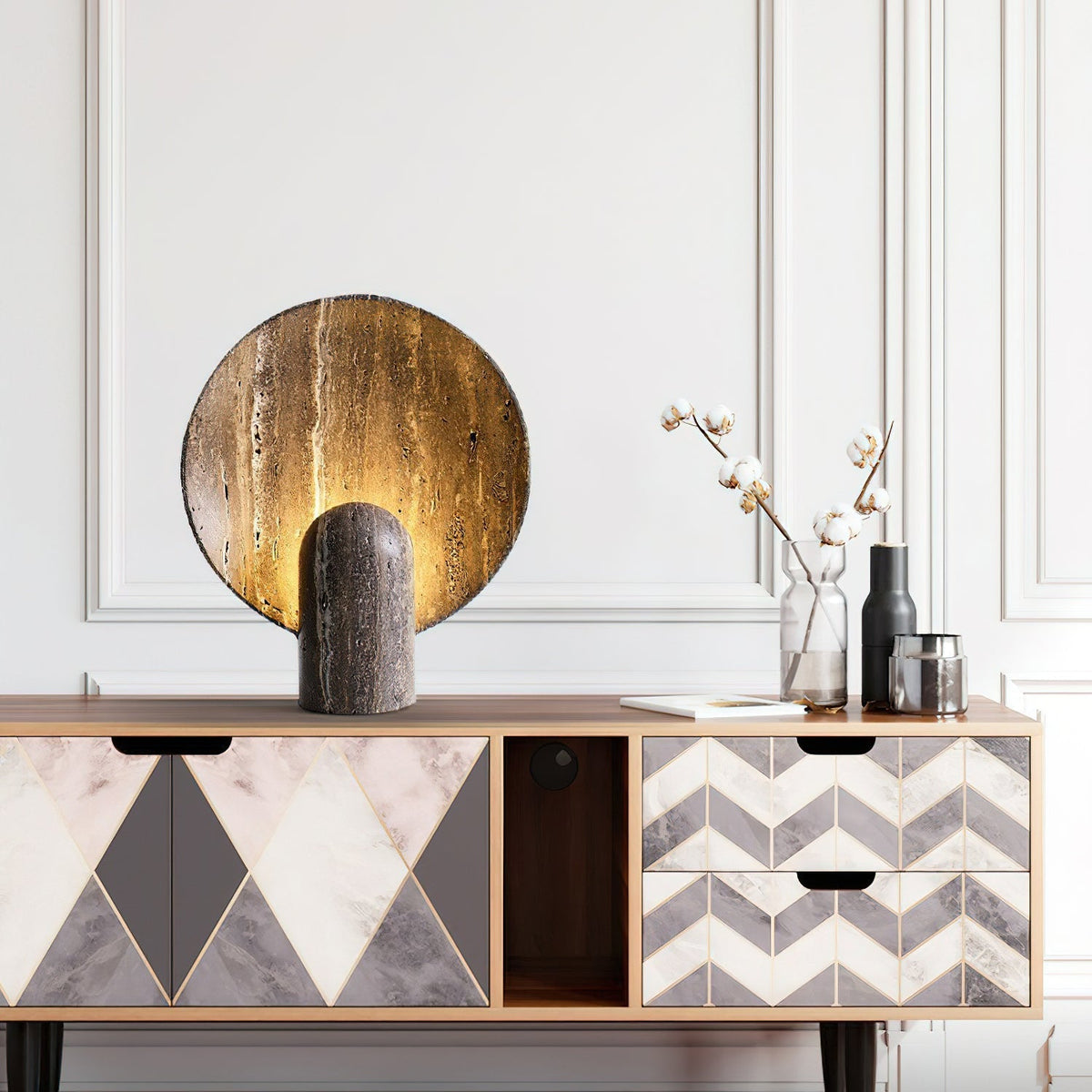 Rondure Brown Travertine Table Lamp