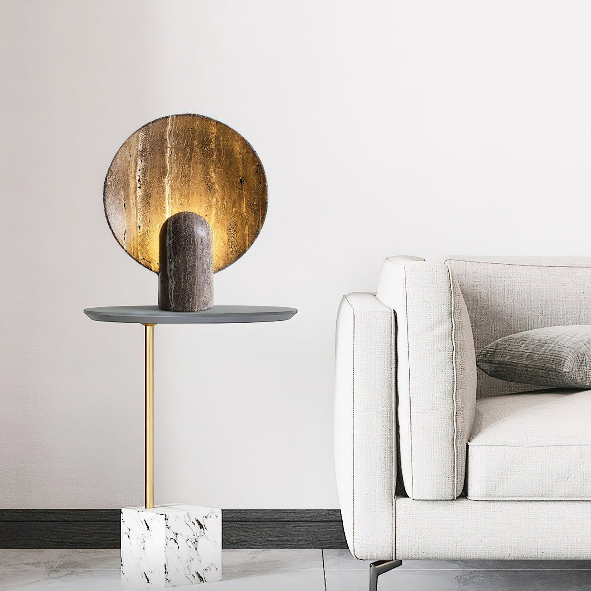 Rondure Brown Travertine Table Lamp